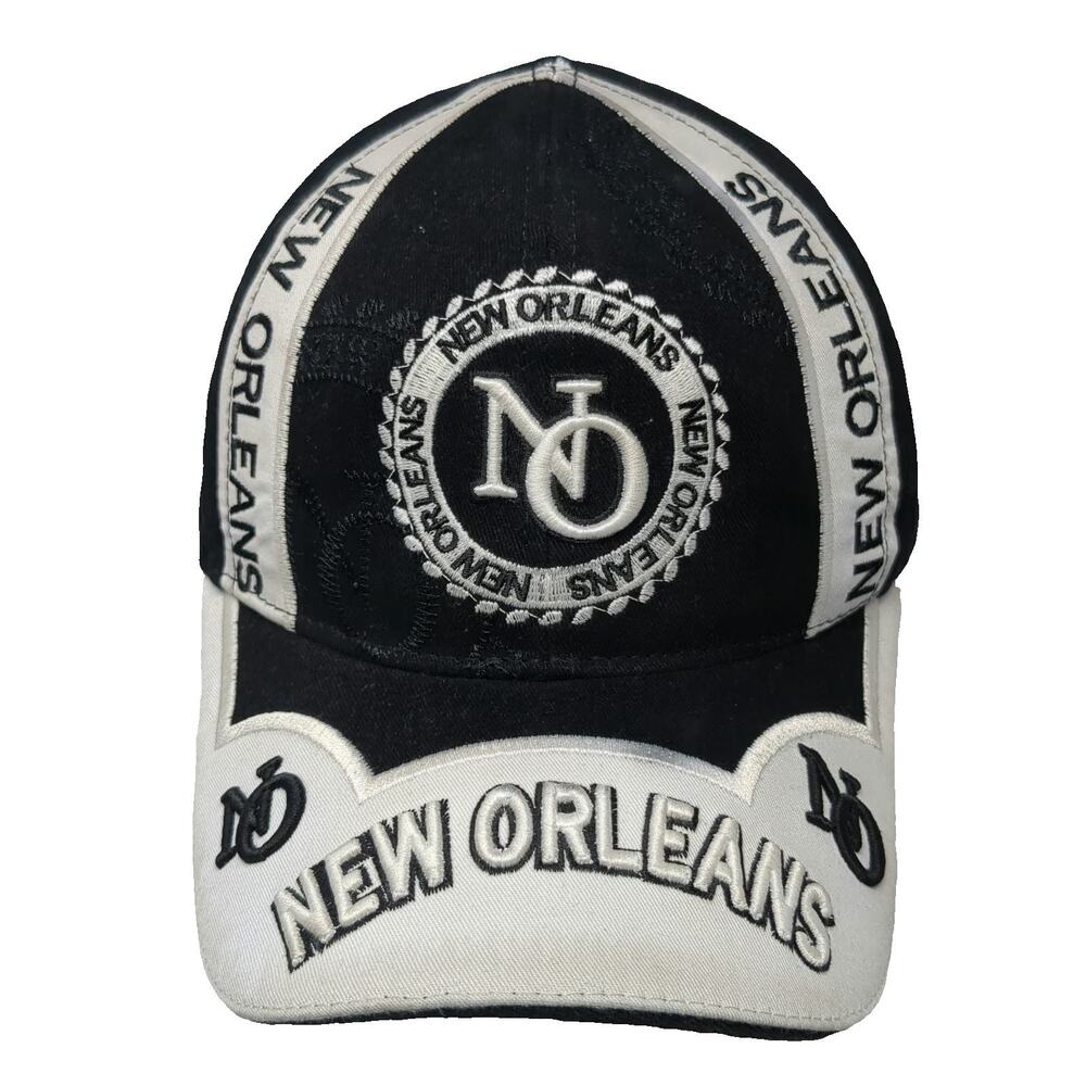 Sun Products New Orleans Baseball Cap Black White One Size Strapback Cotton Hat